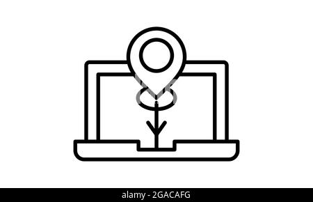 Icône d'emplacement de l'ordinateur portable. Symbole de navigation. Pointeur GPS. Illustration de Vecteur