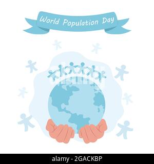 Journée mondiale de la population, illustration vectorielle de style plat Illustration de Vecteur