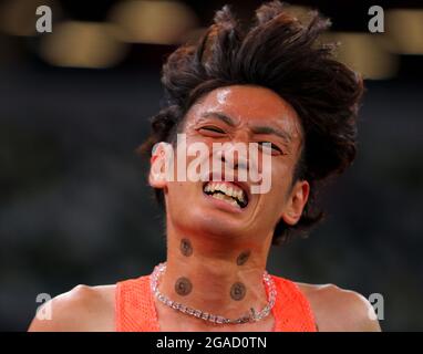 Tokyo, Japon. 30 juillet 2021. ITO Tatsuhiko, du Japon, réagit lors de la finale masculine de 10000m aux Jeux Olympiques de Tokyo en 2020, à Tokyo, au Japon, le 30 juillet 2021. Crédit : Li Ming/Xinhua/Alay Live News Banque D'Images