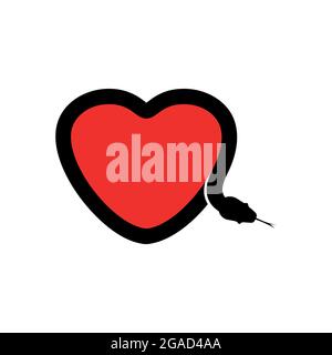 logo serpent rouge amour motif vectoriel plat Illustration de Vecteur