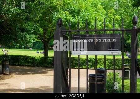 Lincoln's Inn Fields un espace vert public et un parc à London Borough of Camden, Royaume-Uni. Banque D'Images