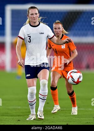 Yokohama, Japon. 30 juillet 2021. YOKOHAMA, JAPON - 30 JUILLET : Samantha Mewis des États-Unis lors du tournoi de football olympique de Tokyo 2020 finale du match entre les pays-Bas et les États-Unis au Stade International Yokohama le 30 juillet 2021 à Yokohama, Japon (photo de Pablo Morano/Orange Pictures) NOCNSF Credit: Orange pics BV/Alay Live News Banque D'Images