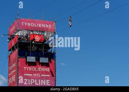 La tyrolienne (tyrolienne) dans le Vieux-Port de Montréal, Québec, Canada Banque D'Images