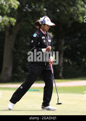 La Thaïlande Pornanong Phatlum le deuxième jour de la ISPS Handa World Invitational au Galgorm Castle Golf Club. Date de la photo : vendredi 30 juillet 2021. Banque D'Images