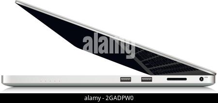 Laptop blank screen mockup, side view Illustration de Vecteur