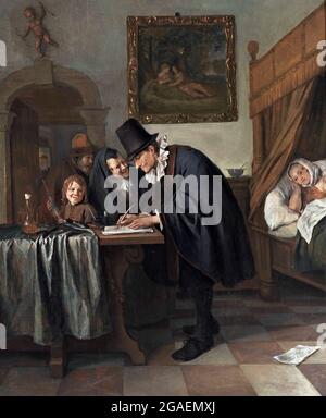 Jan Steen. La visite du docteur par l'artiste néerlandais de l'âge d'or, Jan Havickszoon Steen (c. 1626-1679), huile sur panneau, c. 1665 Banque D'Images