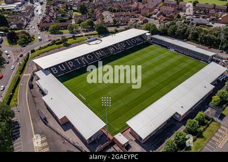 Pirelli Stadium Princess Way Burton Albion football Club Aerial Drone Staffordshire England football Clubs by Drone Covid 19 Shut down Banque D'Images