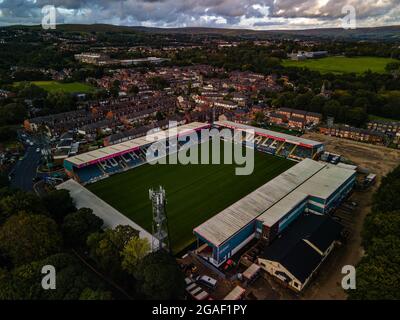 Rochdale football Club Lancashire vue aérienne Spotland Stadium Drone Banque D'Images