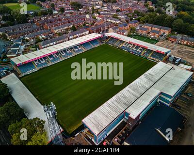 Rochdale football Club Lancashire vue aérienne Spotland Stadium Drone Banque D'Images