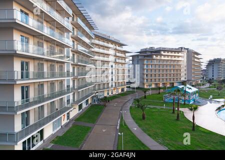 Vue du balcon à l'hôtel Sochi Park - 20 mars 2021, Adler Russie Banque D'Images