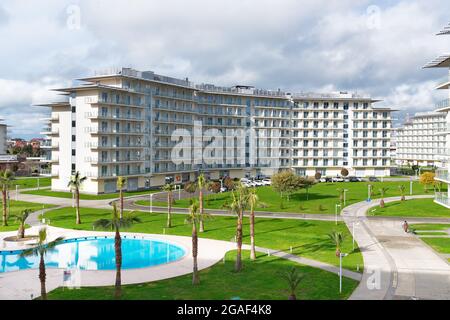 Vue du balcon à l'hôtel Sochi Park - 22 mars 2021, Adler Russie Banque D'Images