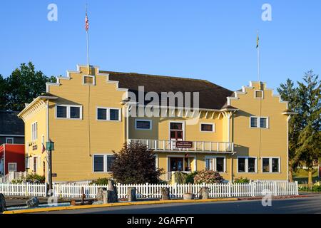 Port Gamble, WA, États-Unis - 27 juillet, 2-21; le bâtiment historique du bureau de poste de Port Gamble, sur la péninsule de Kitsap, dans l'État de Washington. Banque D'Images