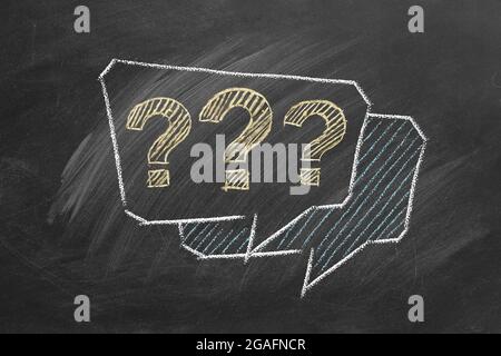 Concept FAQ. Illustration sur tableau noir Banque D'Images