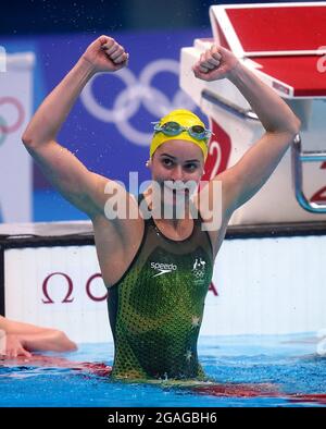 Kaylee McKeown en Australie célèbre la victoire de la course de dos de 200 m féminin lors de la natation au Tokyo Aquatics Center le huitième jour des Jeux Olympiques de Tokyo 2020 au Japon. Date de la photo: Samedi 31 juillet 2021. Banque D'Images