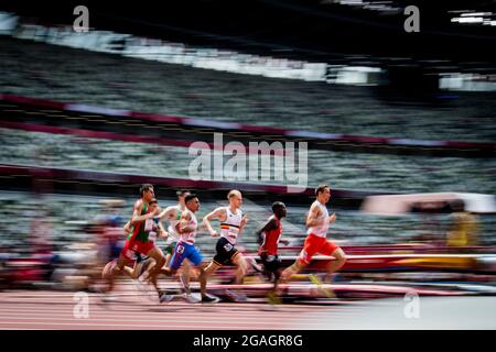 Eliott Crestan, athlète belge, photographié en action pendant les épreuves de la course masculine de 800 m lors de la compétition d'athlétisme du 9 e jour de l'épreuve « Tokyo 2020 Oly » Banque D'Images