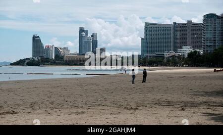 Pattaya Beach Thaïlande pendant une très courte réouverture Banque D'Images