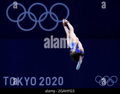 Tokyo, Japon. 31 juillet 2021. Shi Tingmao, de Chine, est en compétition lors de la demi-finale féminine de 3m de tremplin de plongée aux Jeux Olympiques de Tokyo 2020 à Tokyo, au Japon, le 31 juillet 2021. Credit: Chen Jianli/Xinhua/Alay Live News Banque D'Images