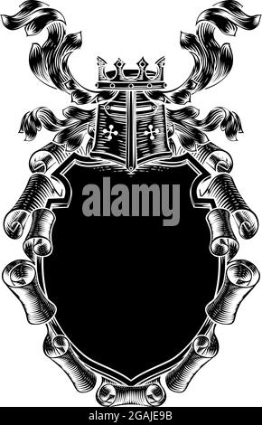 Armoiries en spirale Shield Royal Crest Illustration de Vecteur