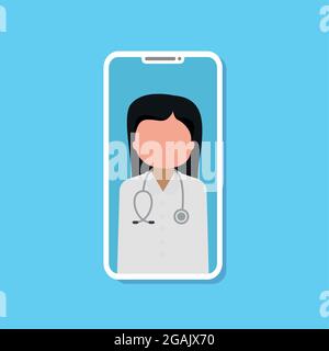 Consultation médicale en ligne sur le smartphone sur le bleu. Vecteur de brut Illustration de Vecteur