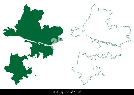 Carte graphique du district de Tiruchirapalli (État du Tamil Nadu, République de l'Inde) illustration vectorielle, schéma de gribouillage carte de Tiruchirapalli Illustration de Vecteur