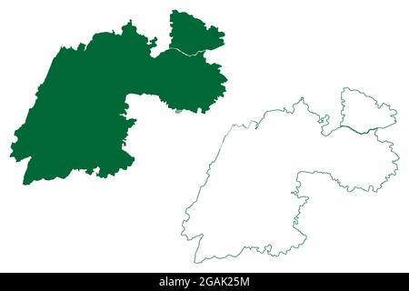 Carte graphique du district de Tiruvannamalai (État du Tamil Nadu, République de l'Inde) illustration vectorielle, esquisse de gribouillage Central Arcot, carte de Tiruvannamalai Sambhuvarayar Illustration de Vecteur