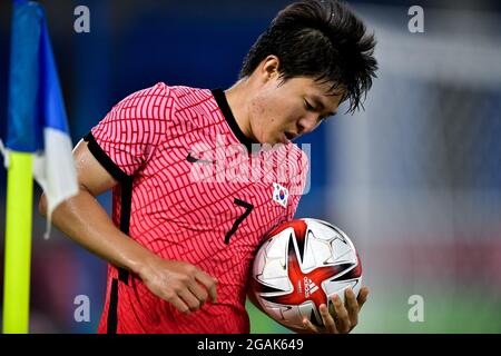 YOKOHAMA, JAPON - JUILLET 31 : Chang-hoon Kwon de Corée du Sud lors du Tokyo 2020 Olympic Mens football Tournament Quarter final match entre la Corée du Sud et le Mexique au International Stadium Yokohama le 31 juillet 2021 à Yokohama, Japon (photo de Pablo Morano/Orange Pictures) Banque D'Images