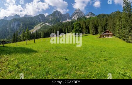 Le paysage autour de Gosausee, un beau lac avec des montagnes à Salzkammergut, Autriche. Banque D'Images