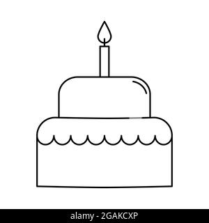 Icône vectorielle de gâteau de Noël isolée sur fond blanc. Gâteau de symbole pour anniversaire, mariage, fête. Illustration de Vecteur