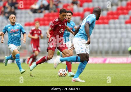 firo: 31.07.2021, football, 1. Bundesliga, saison 2021/2022, match de test, match amical FC Bayern Mvºnchen - SSC Napoli Jamal Musiala, duels, action individuelle Banque D'Images