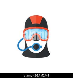 Portrait d'un plongeur dans un équipement professionnel. Icône de profession plate. Illustration vectorielle. Illustration de Vecteur