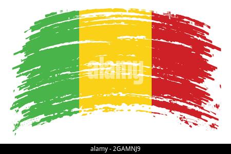 Drapeau Mali en forme de pinceau grunge, image vectorielle Illustration de Vecteur