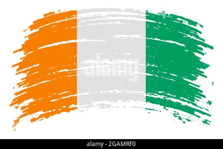 Côte d'Ivoire - drapeau ivoirien en trait de pinceau grunge, image vectorielle Illustration de Vecteur
