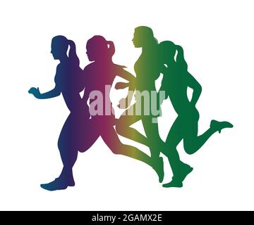 Ensemble de silhouettes de running sportive pour Femme Illustration de Vecteur