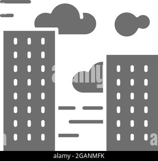 Vecteur ville smog, pollution de l'air icône grise. Illustration de Vecteur