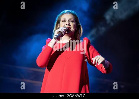 Madrid, Espagne. 31 juillet 2021. La chanteuse espagnole Niña Pastori, nom artistique de Maria Rosa García se produit en direct pendant le festival de musique Noches del Botanico au Real Jardín Botánico Alfonso XIII Crédit : SOPA Images Limited/Alamy Live News Banque D'Images