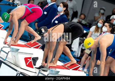 TOKYO, JAPON - 31 JUILLET : compétition dans les hommes 50m Freestyle lors des Jeux Olympiques de Tokyo 2020 au Tokyo Aquatics Centre le 30 juillet 2021 à Tok Banque D'Images