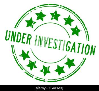 Grunge vert sous le mot d'enquête avec l'icône en forme d'étoile caoutchouc cachet sur fond blanc Illustration de Vecteur