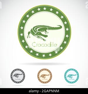 Jeu d'étiquettes crocodiles vectorielles sur fond blanc. Illustration vectorielle superposée facile à modifier. Animaux sauvages. Illustration de Vecteur