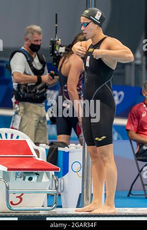 TOKYO, JAPON - JUILLET 28 : Ranomi Kromowidjojo des pays-Bas en compétition avec les femmes Freestyle de 100m pendant les Jeux Olympiques de Tokyo 2020 à l'Aqua de Tokyo Banque D'Images
