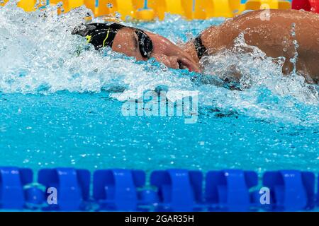 TOKYO, JAPON - JUILLET 28 : Ranomi Kromowidjojo des pays-Bas en compétition avec les femmes Freestyle de 100m pendant les Jeux Olympiques de Tokyo 2020 à l'Aqua de Tokyo Banque D'Images