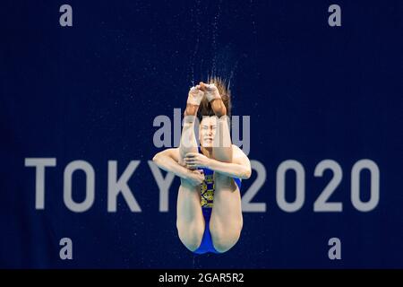 TOKYO, JAPON - JUILLET 31: Shi Tingmao de Chine en compétition pendant la PLONGÉE FÉMININE - 3 MÈTRES DE TREMPLIN SÉMINAL aux Jeux Olympiques de Tokyo 2020 à AQ Banque D'Images