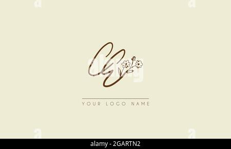 Lettre initiale ce ou EC Signature manuscrite mariage botanique icône florale logo illustration vectorielle Illustration de Vecteur
