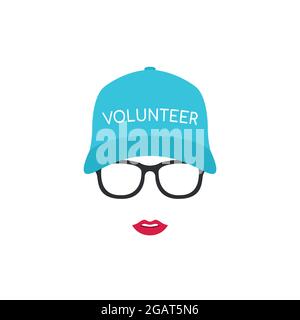 Portrait d'une fille volontaire en lunettes et casquette. Icône minimaliste. Illustration vectorielle. Illustration de Vecteur