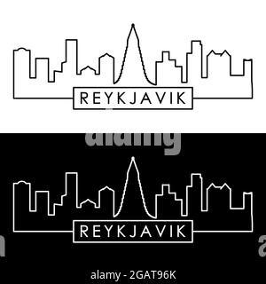 Panorama de Reykjavik. Style linéaire. Fichier vectoriel modifiable. Illustration de Vecteur