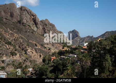 Banda de las Rosas est situé à l'extrémité haute de Valle Hermoso juste sous les bouchons volcaniques de la Meseta à la Gomera dans l'archipel des îles Canaries. Banque D'Images