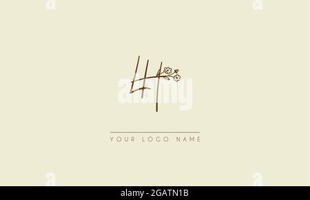 Lettre initiale LH ou HL Signature manuscrite mariage botanique icône florale logo illustration vectorielle design Illustration de Vecteur