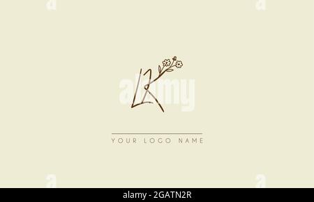 Lettre initiale LK ou KL Signature manuscrite mariage botanique icône florale logo illustration vectorielle Illustration de Vecteur