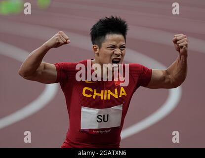 1er août 2021 : Bingtian su pendant 100 mètres pour hommes aux Jeux Olympiques de Tokyo, stade olympique de Tokyo, Tokyo, Japon}. Prix Kim/CSM Banque D'Images