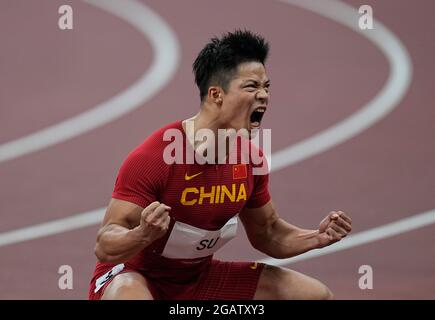 1er août 2021 : Bingtian su pendant 100 mètres pour hommes aux Jeux Olympiques de Tokyo, stade olympique de Tokyo, Tokyo, Japon}. Prix Kim/CSM Banque D'Images