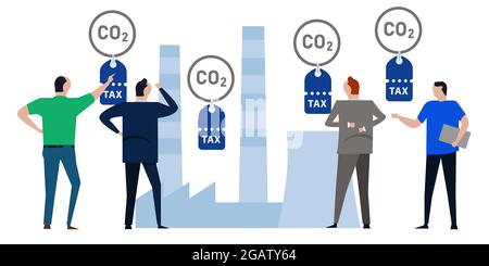 prix de la taxe carbone pour la politique d'émission réduction de l'impact environnemental causé par les gaz à effet de serre dus au co2 Illustration de Vecteur